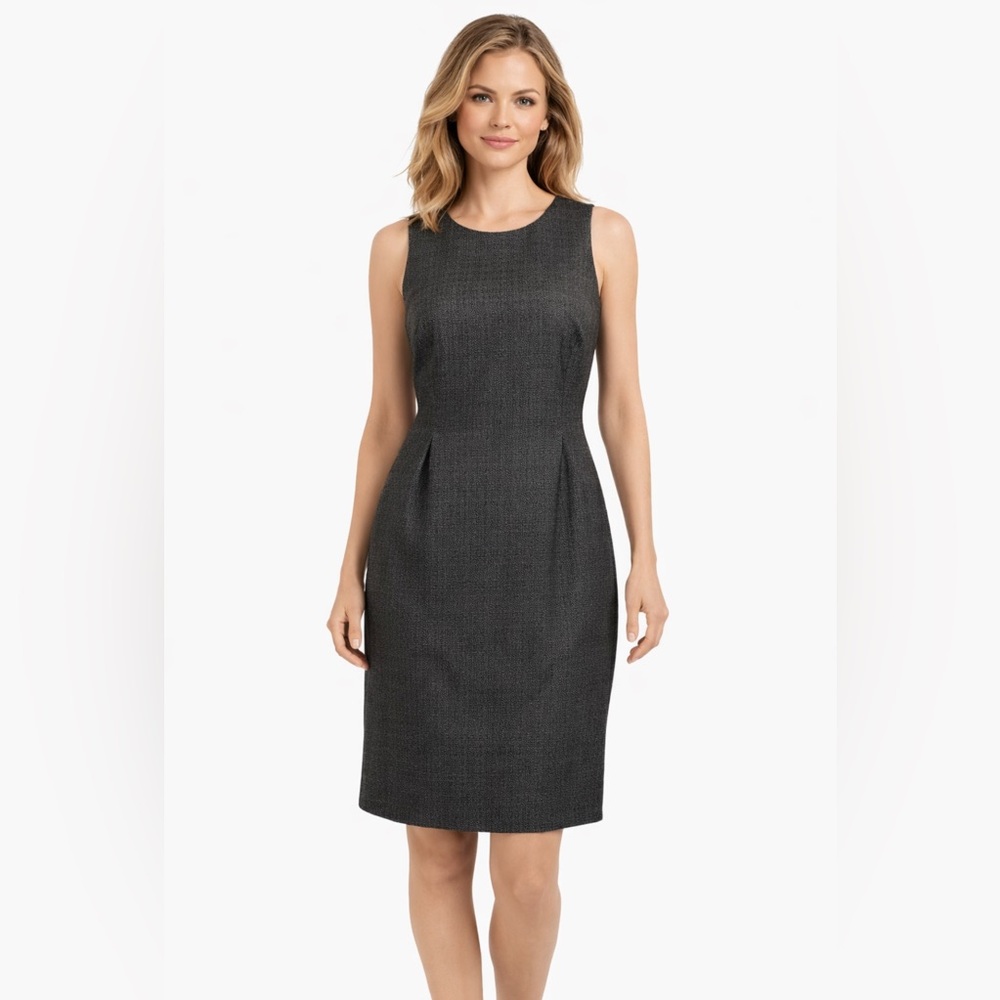 J Crew Suiting Sheath Dress 14 Black Gray Career Classic